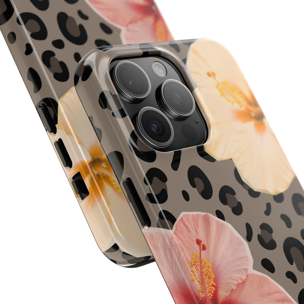 Tropical Hibiscus Leopard Phone Case | Floral Animal Print Phone Case