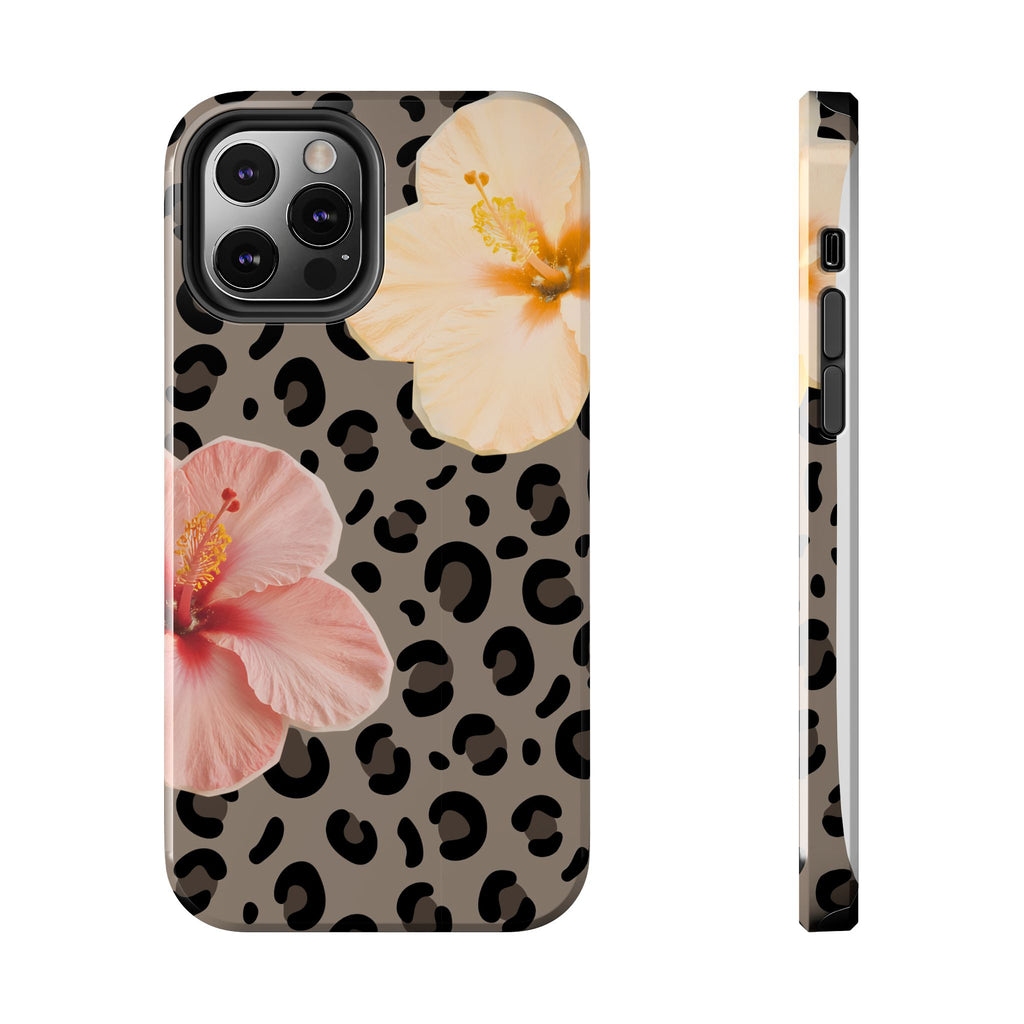 Tropical Hibiscus Leopard Phone Case | Floral Animal Print Phone Case