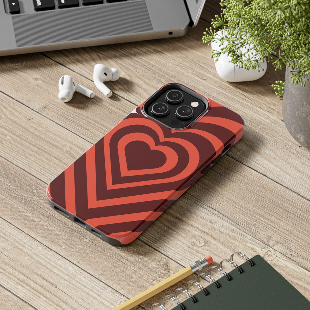 Retro Red Heart Pattern Phone Case