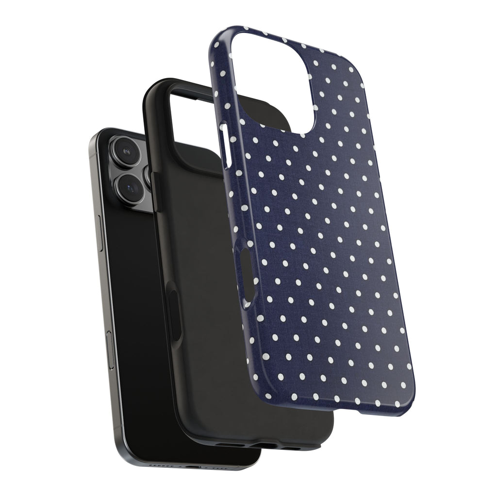 Navy Polka Dot Tough Phone Case