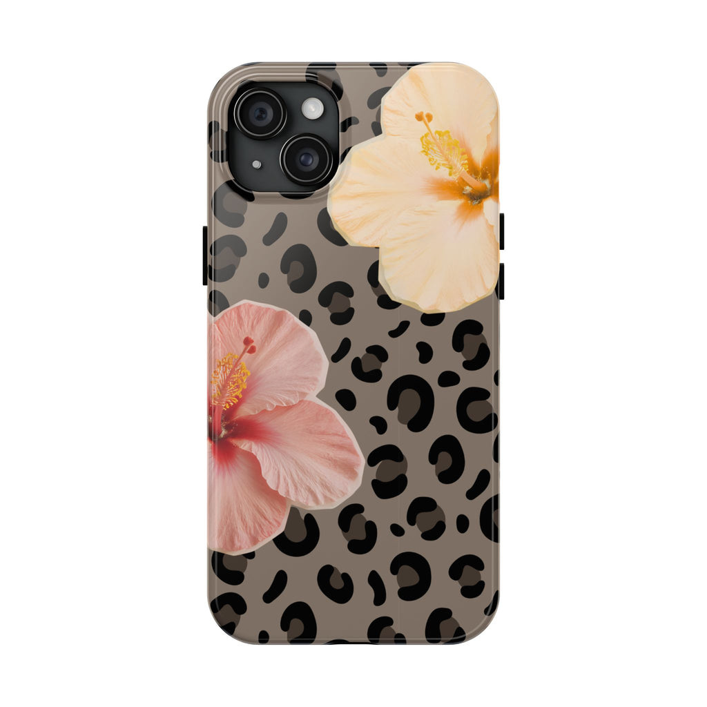 Tropical Hibiscus Leopard Phone Case | Floral Animal Print Phone Case