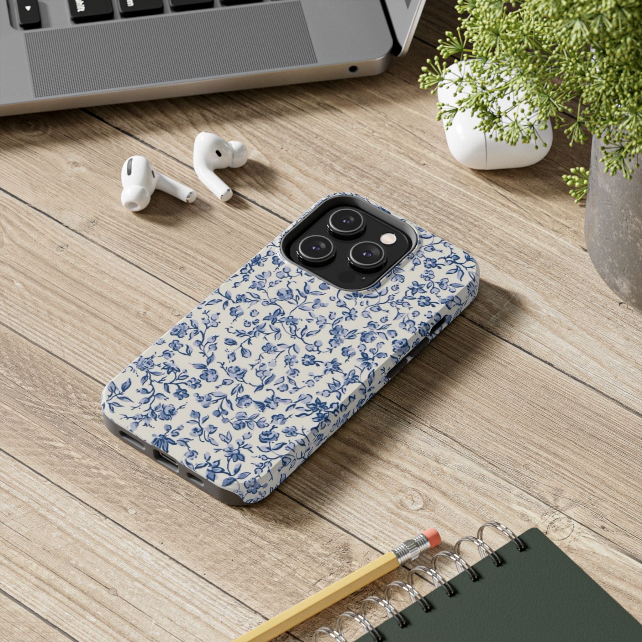 Blue Floral Tough Phone Case