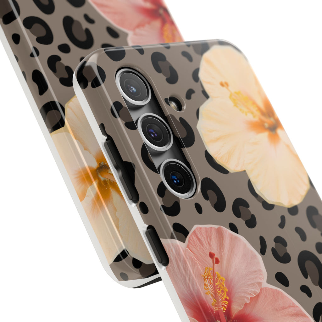 Tropical Hibiscus Leopard Phone Case | Floral Animal Print Phone Case