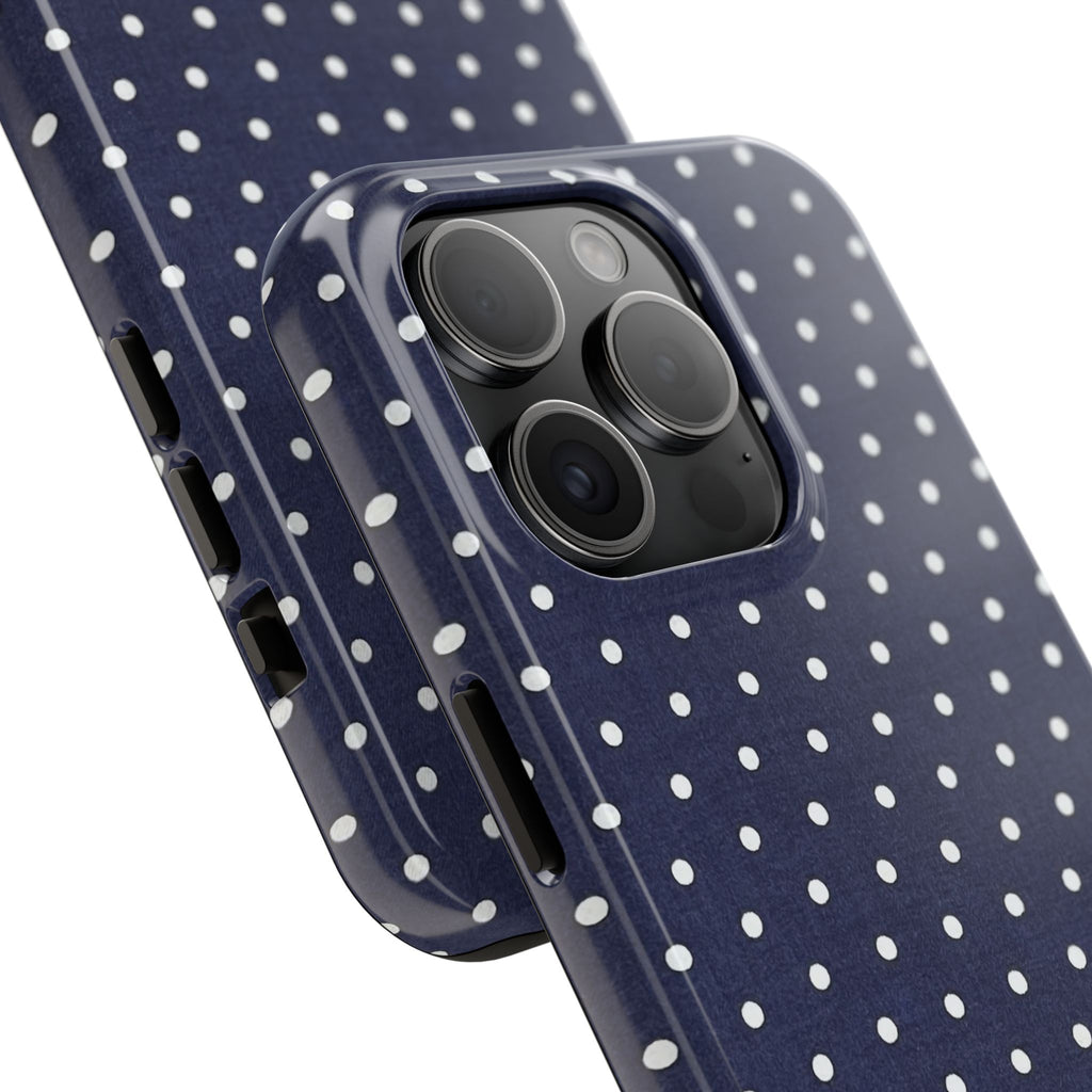 Navy Polka Dot Tough Phone Case