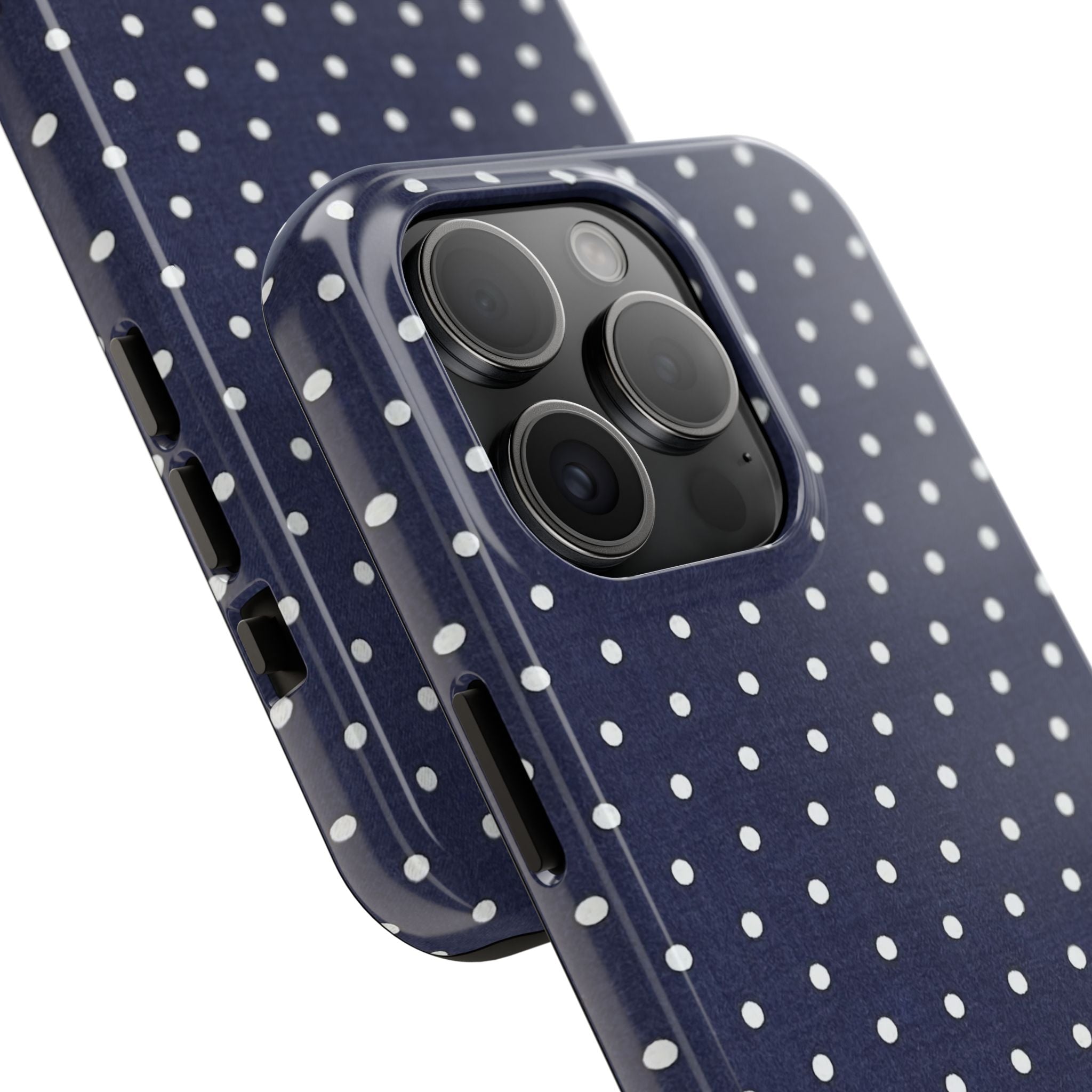 Navy Polka Dot Tough Phone Case