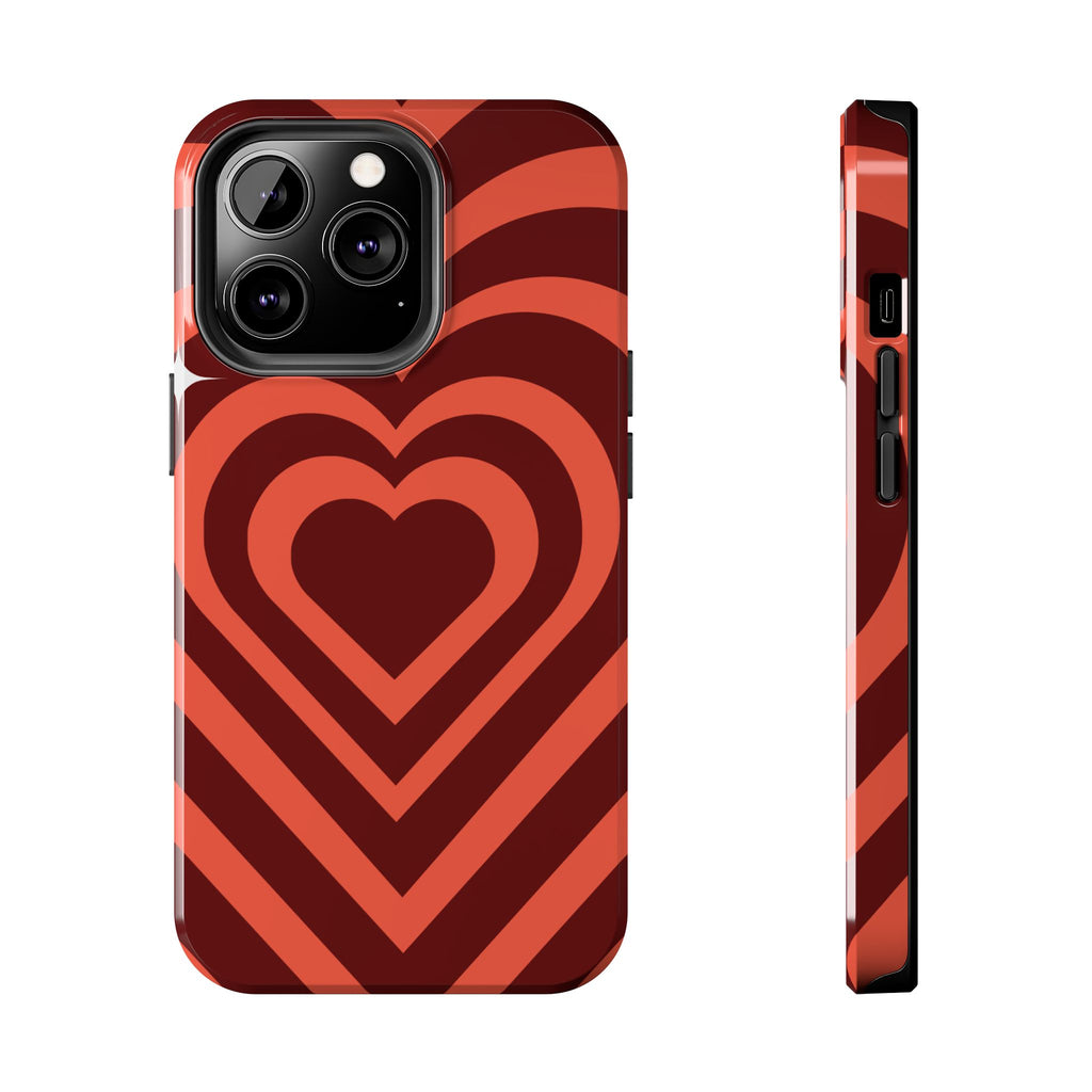 Retro Red Heart Pattern Phone Case