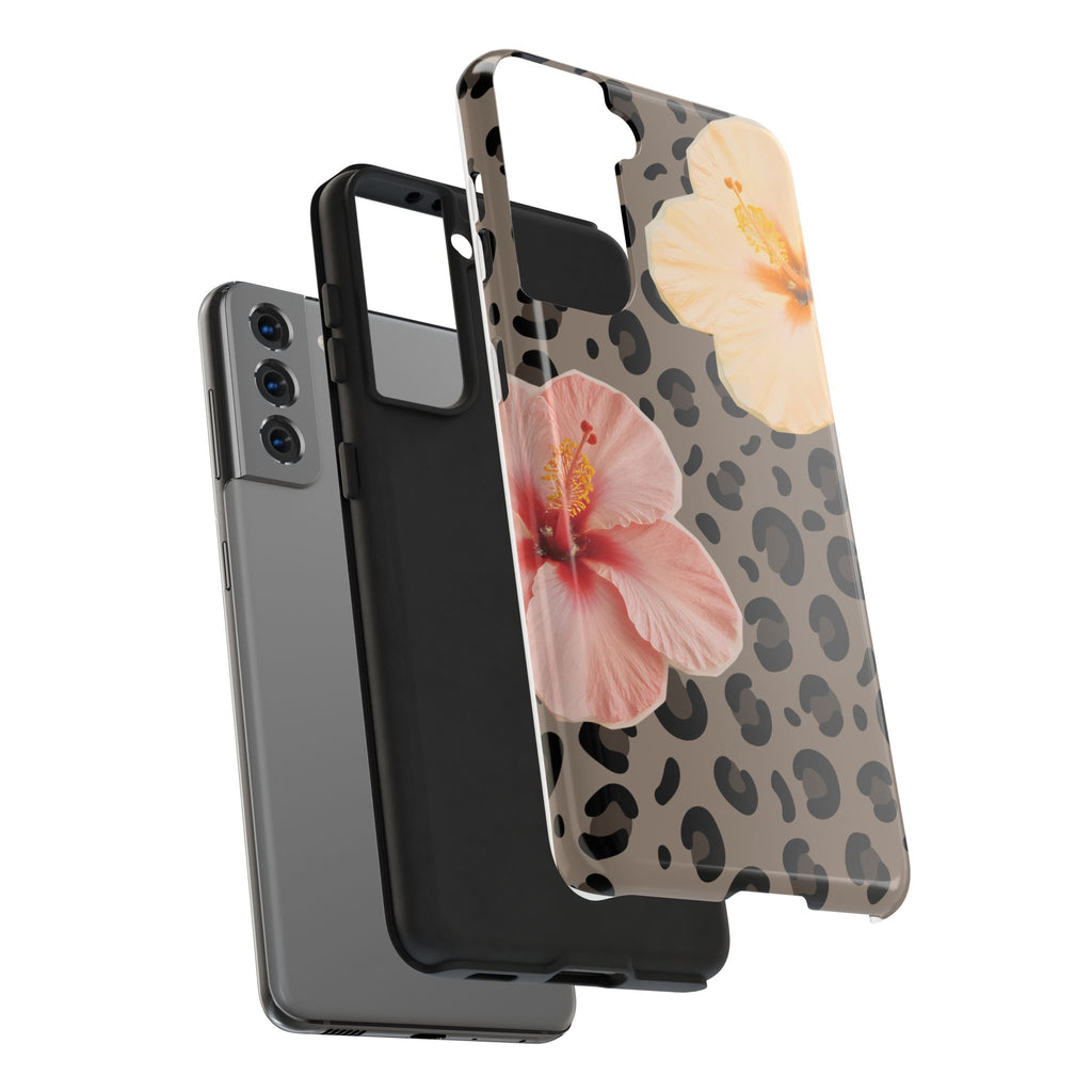 Tropical Hibiscus Leopard Phone Case | Floral Animal Print Phone Case