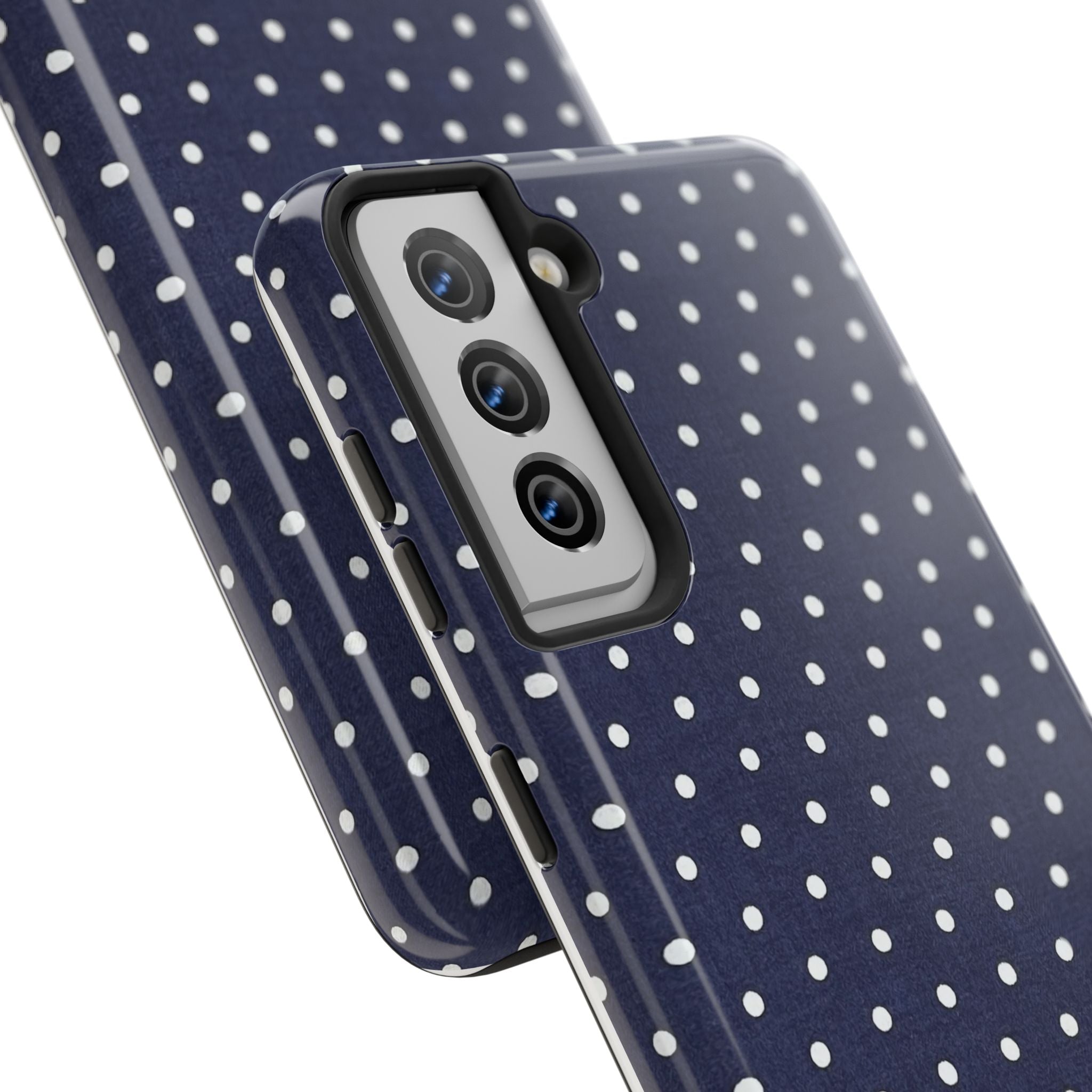 Navy Polka Dot Tough Phone Case