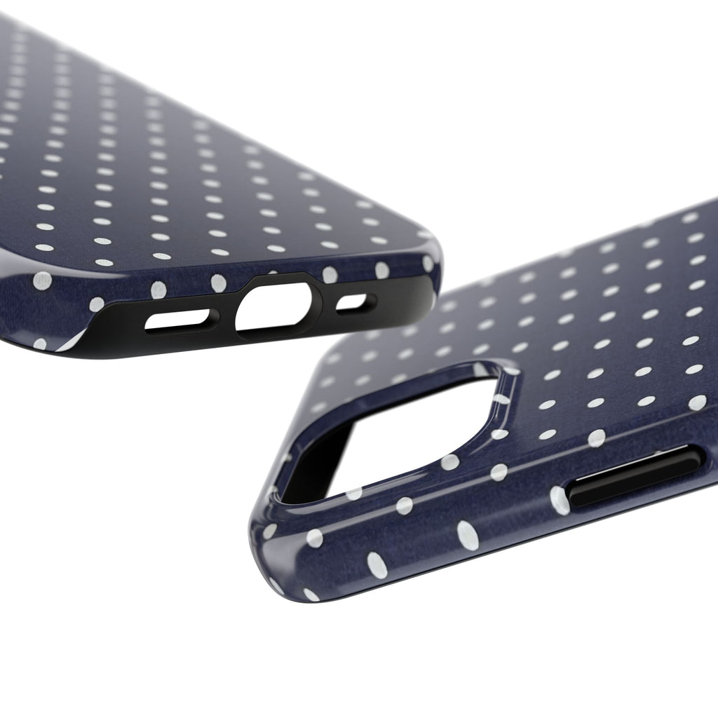 Navy Polka Dot Tough Phone Case