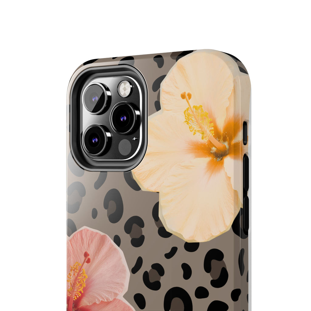 Tropical Hibiscus Leopard Phone Case | Floral Animal Print Phone Case