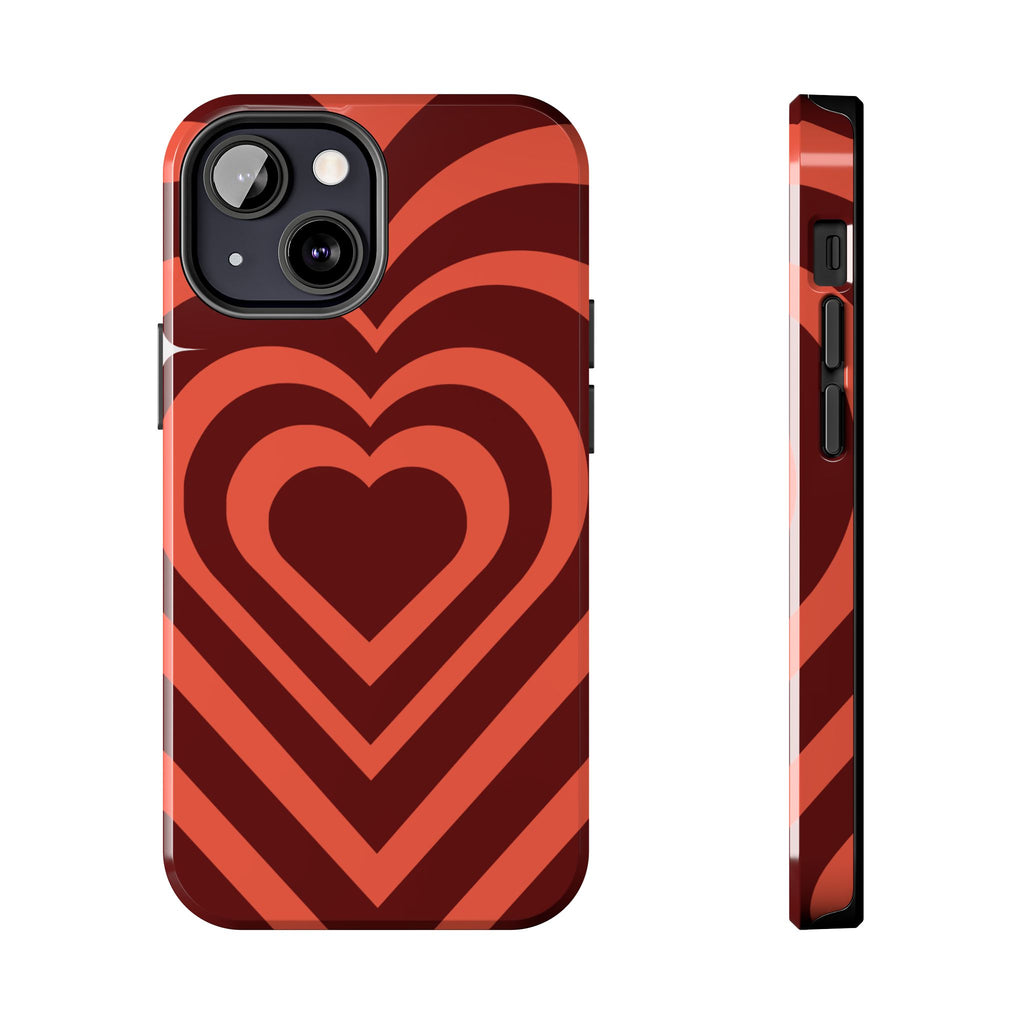 Retro Red Heart Pattern Phone Case