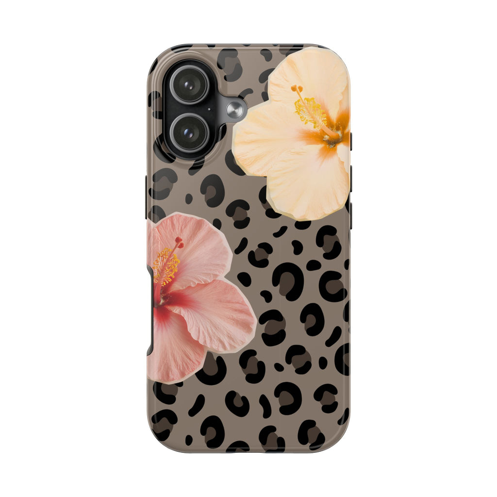 Tropical Hibiscus Leopard Phone Case | Floral Animal Print Phone Case