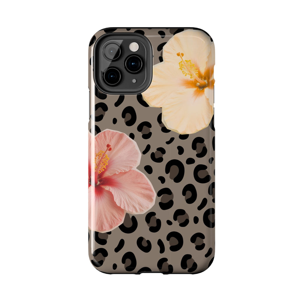 Tropical Hibiscus Leopard Phone Case | Floral Animal Print Phone Case