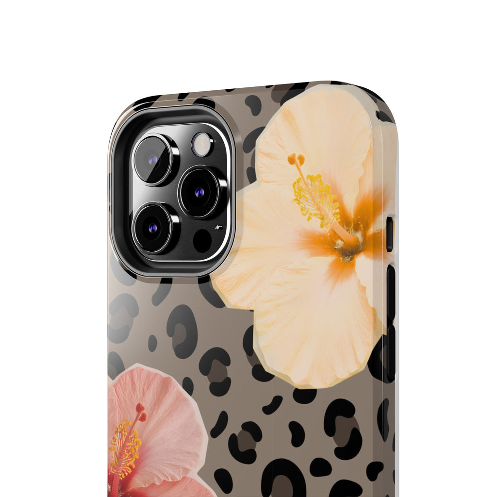 Tropical Hibiscus Leopard Phone Case | Floral Animal Print Phone Case