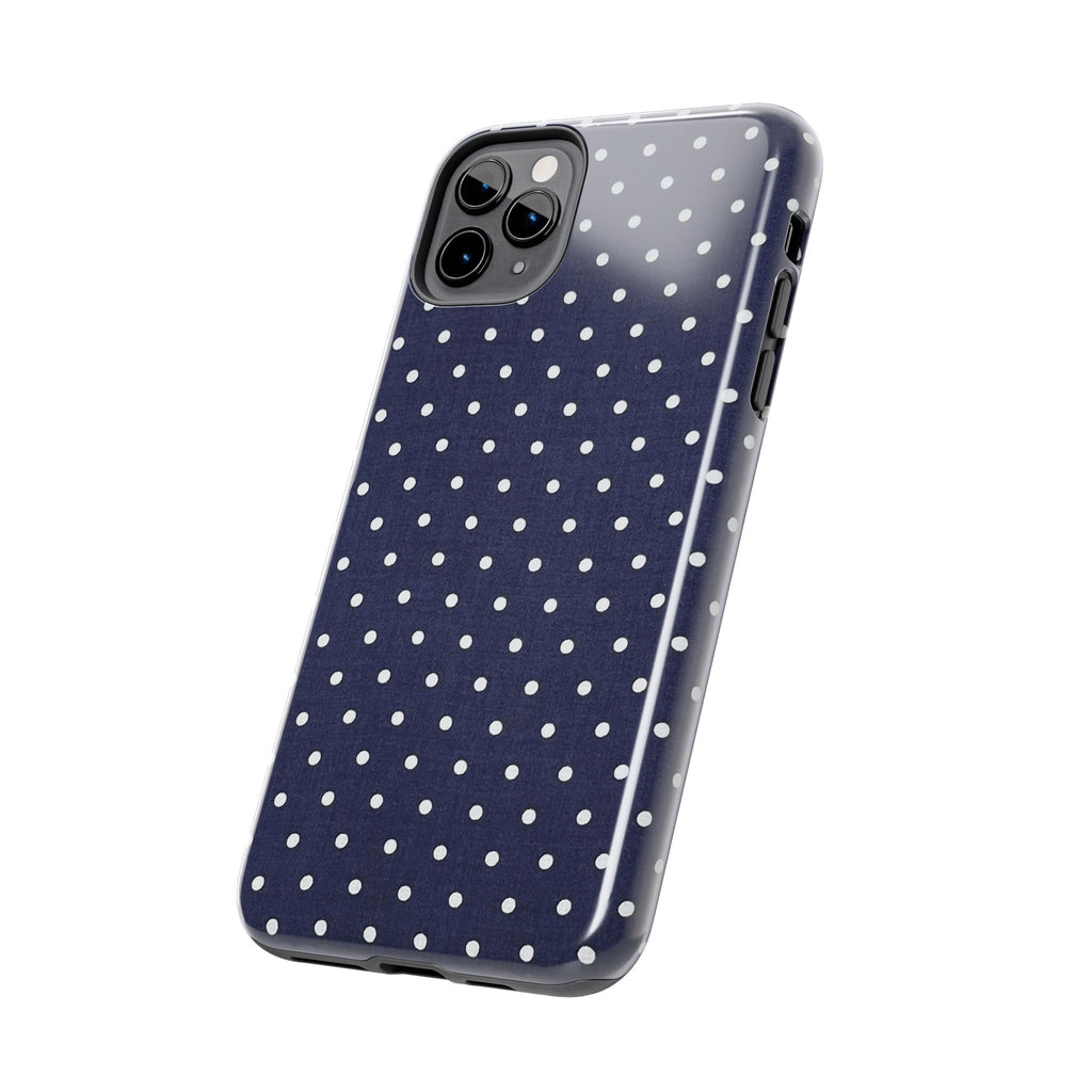 Navy Polka Dot Tough Phone Case