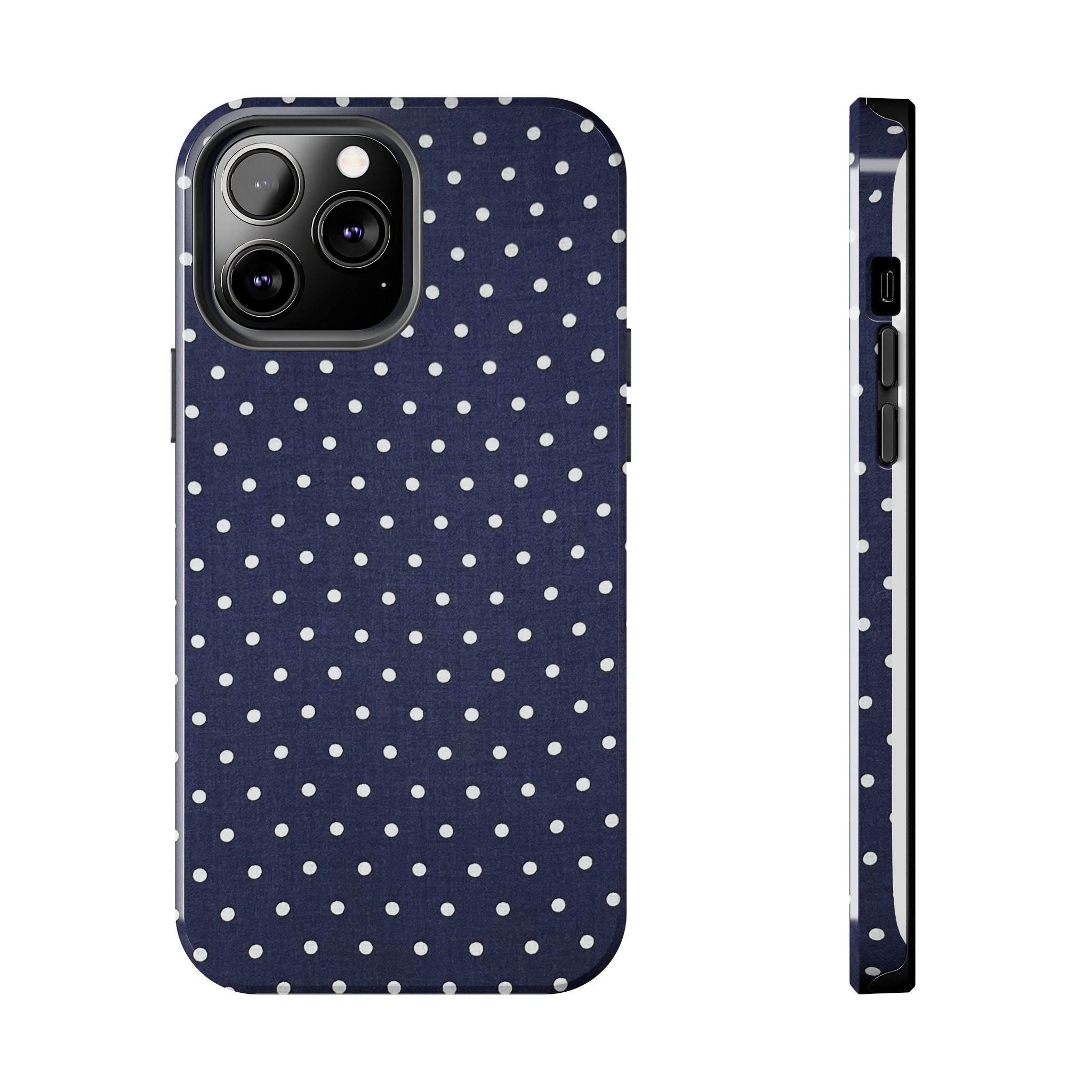 Navy Polka Dot Tough Phone Case