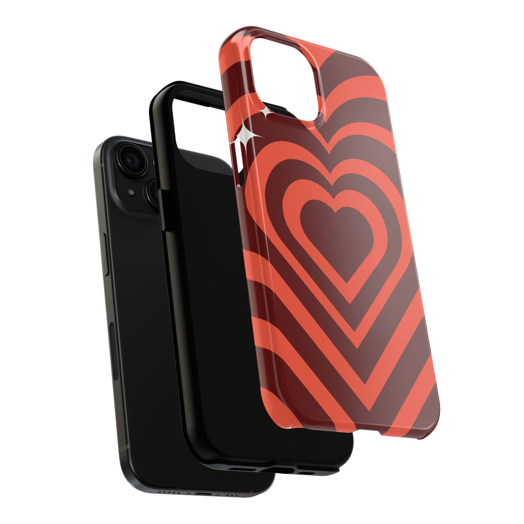 Retro Red Heart Pattern Phone Case