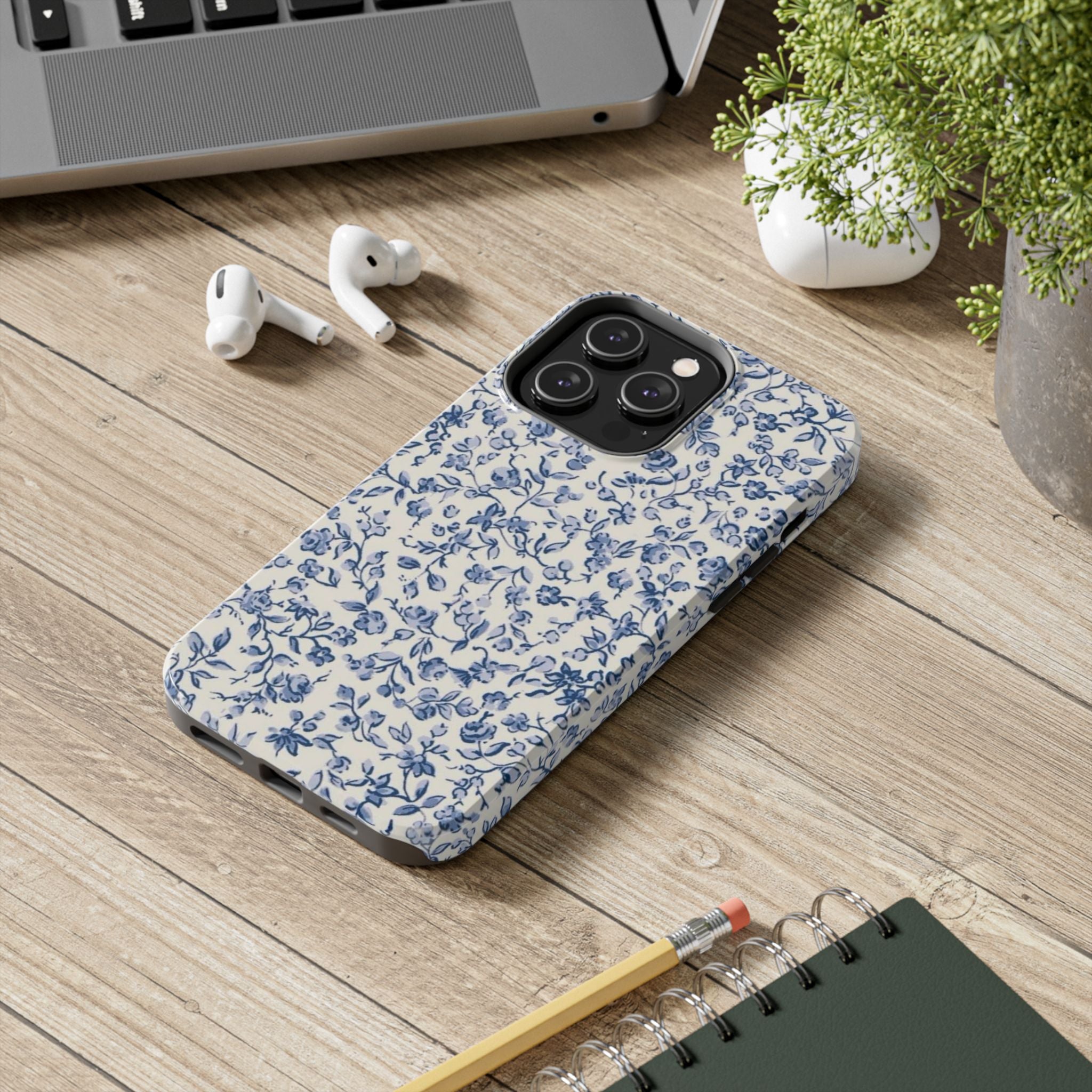 Blue Floral Tough Phone Case