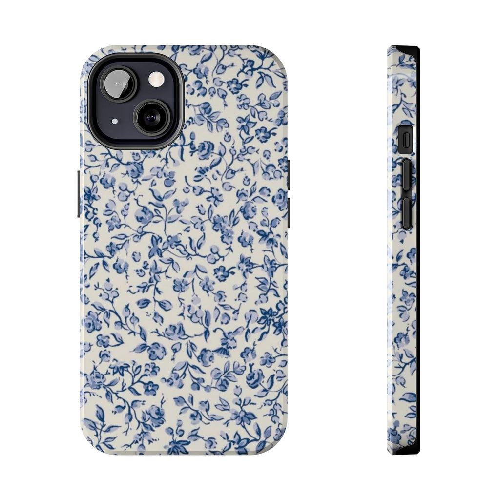 Blue Floral Tough Phone Case