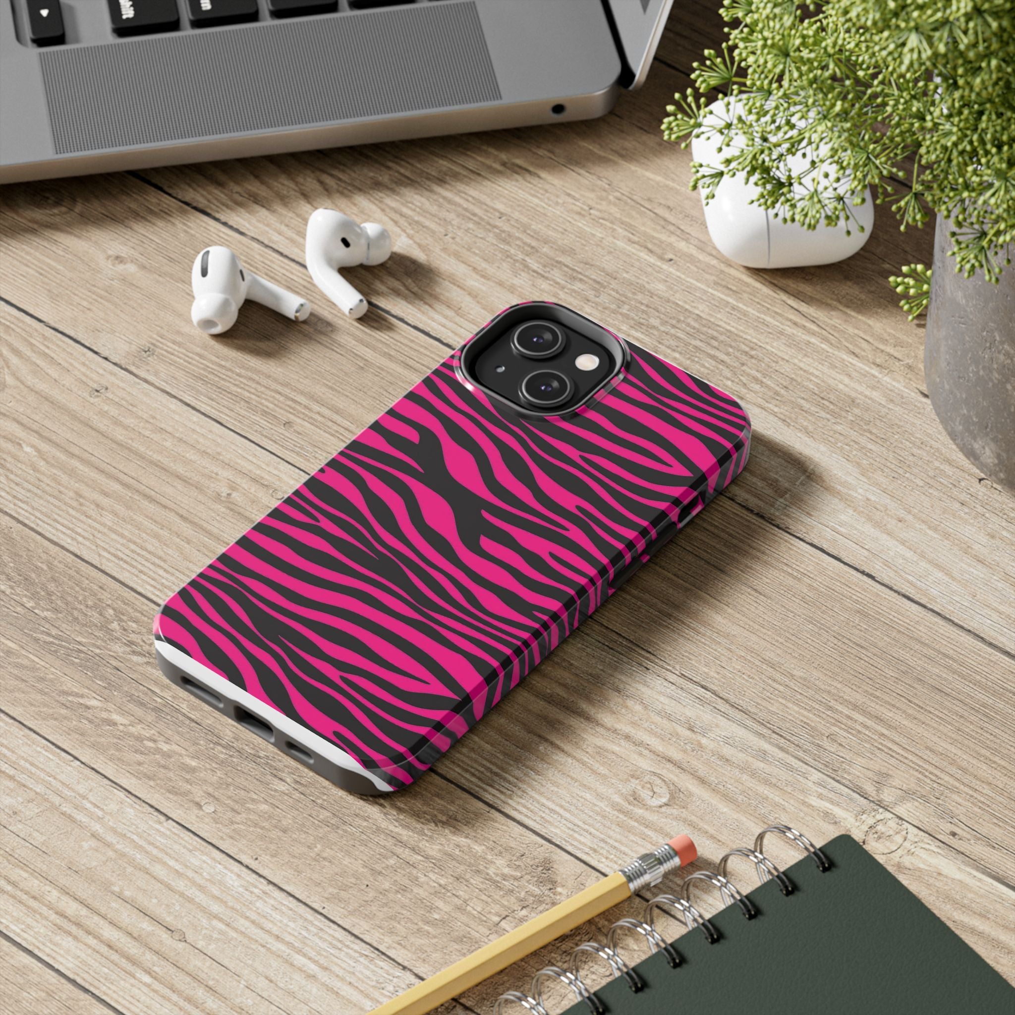 Hot Pink Zebra Tough Phone Case