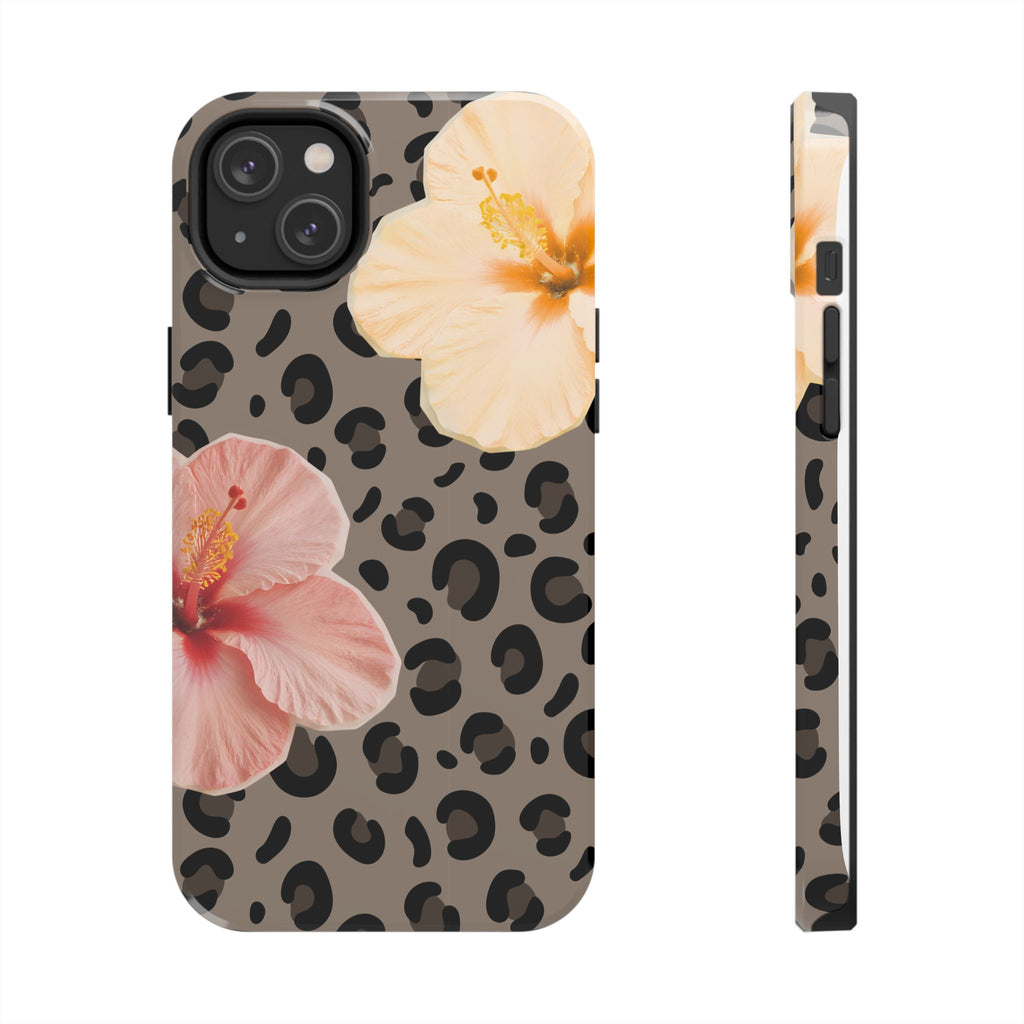Tropical Hibiscus Leopard Phone Case | Floral Animal Print Phone Case