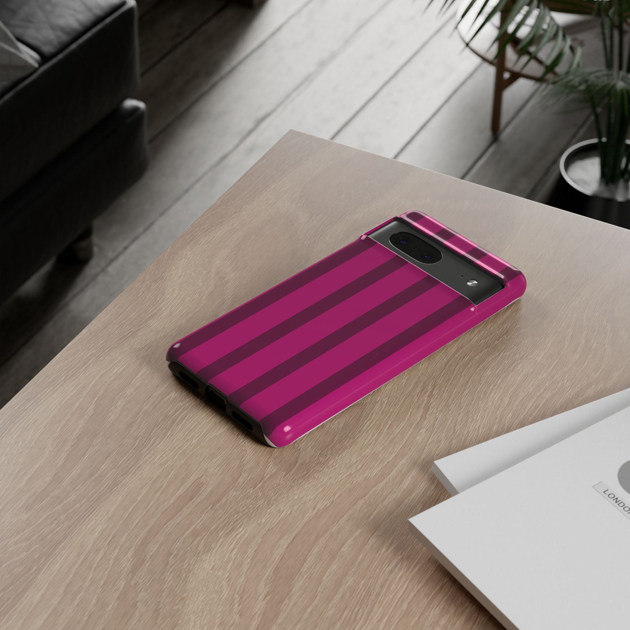 Hot Pink Striped Phone Case