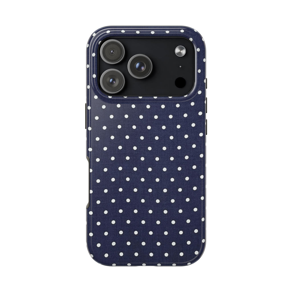 Navy Polka Dot Tough Phone Case