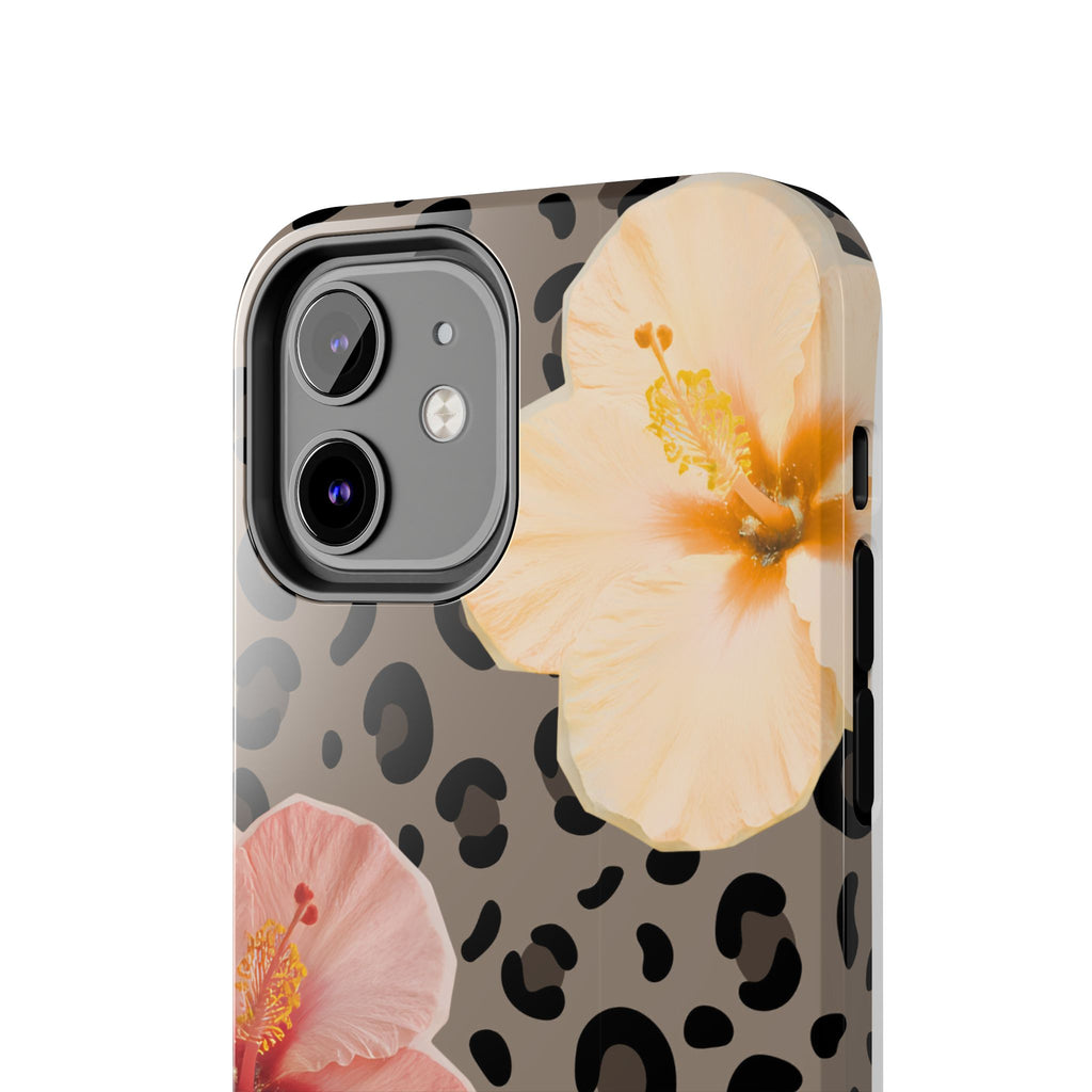 Tropical Hibiscus Leopard Phone Case | Floral Animal Print Phone Case