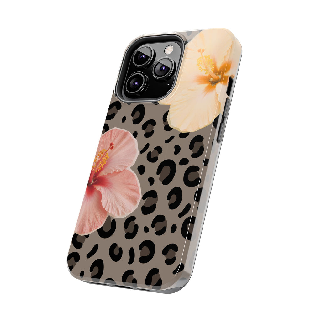 Tropical Hibiscus Leopard Phone Case | Floral Animal Print Phone Case