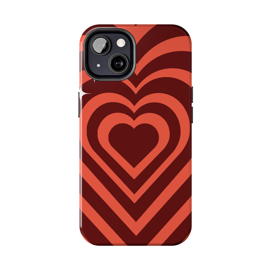 Retro Red Heart Pattern Phone Case