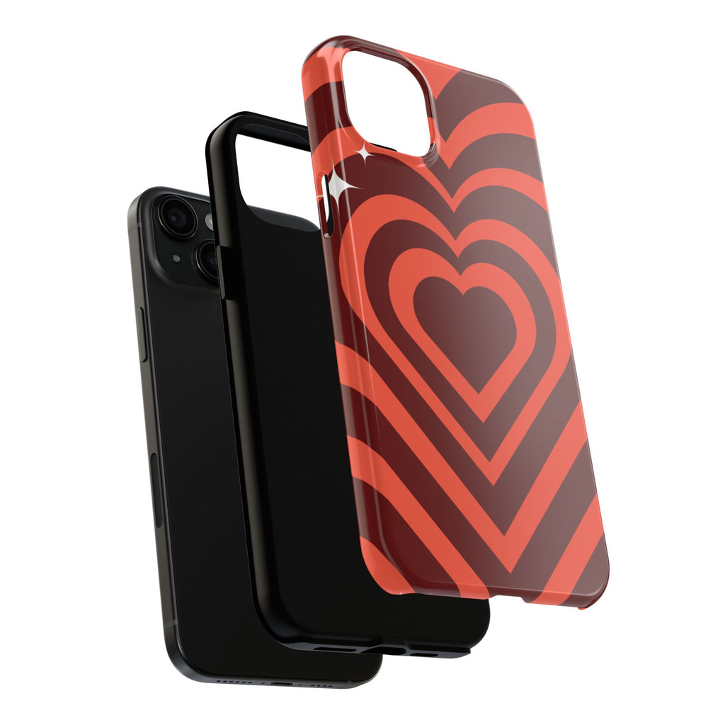 Retro Red Heart Pattern Phone Case