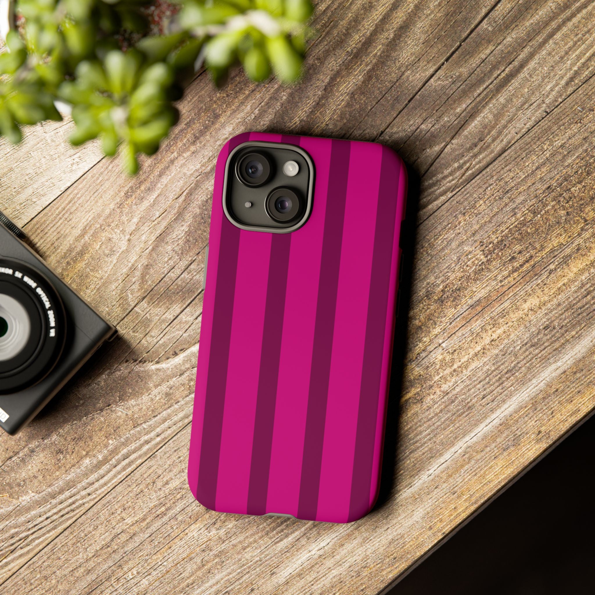 Hot Pink Striped Phone Case