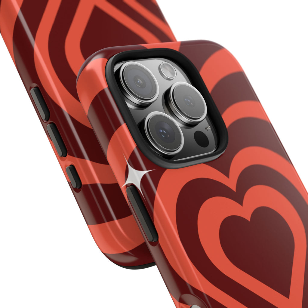 Retro Red Heart Pattern Phone Case