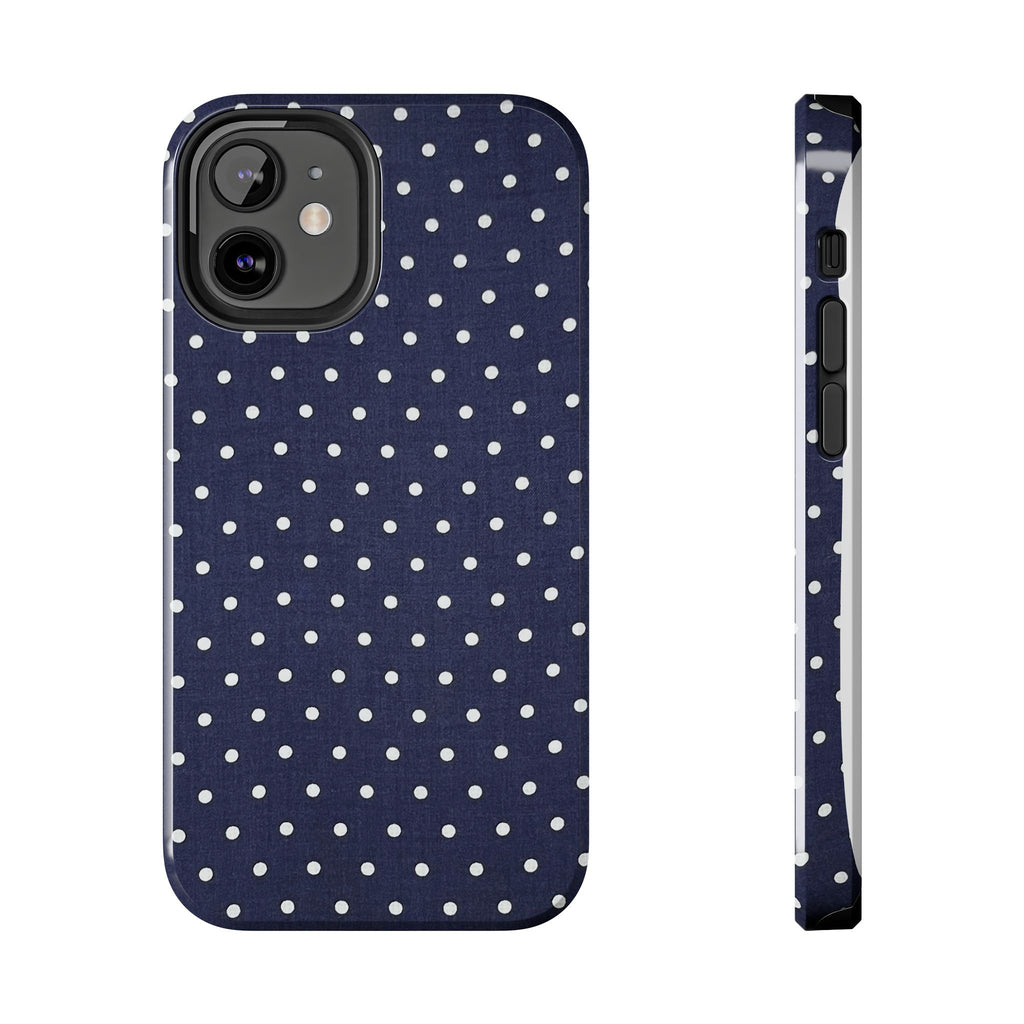 Navy Polka Dot Tough Phone Case