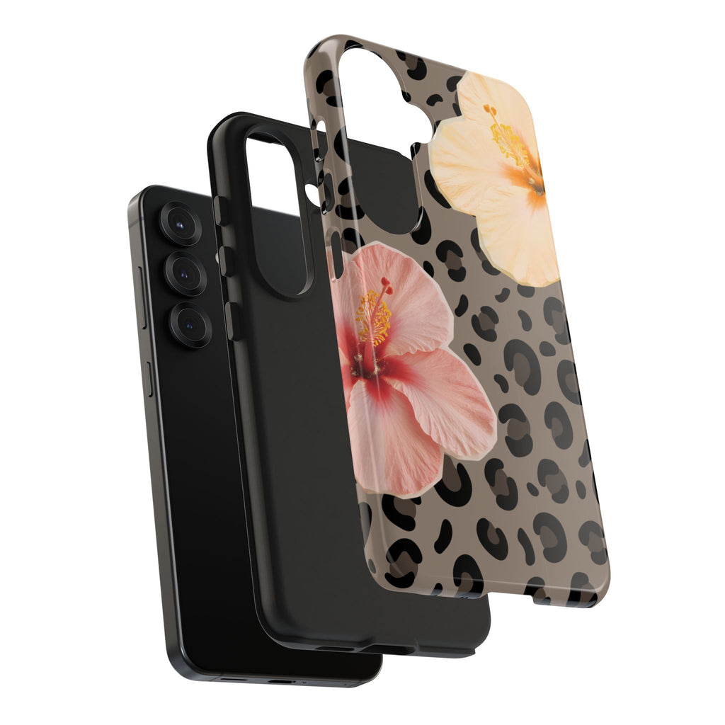 Tropical Hibiscus Leopard Phone Case | Floral Animal Print Phone Case