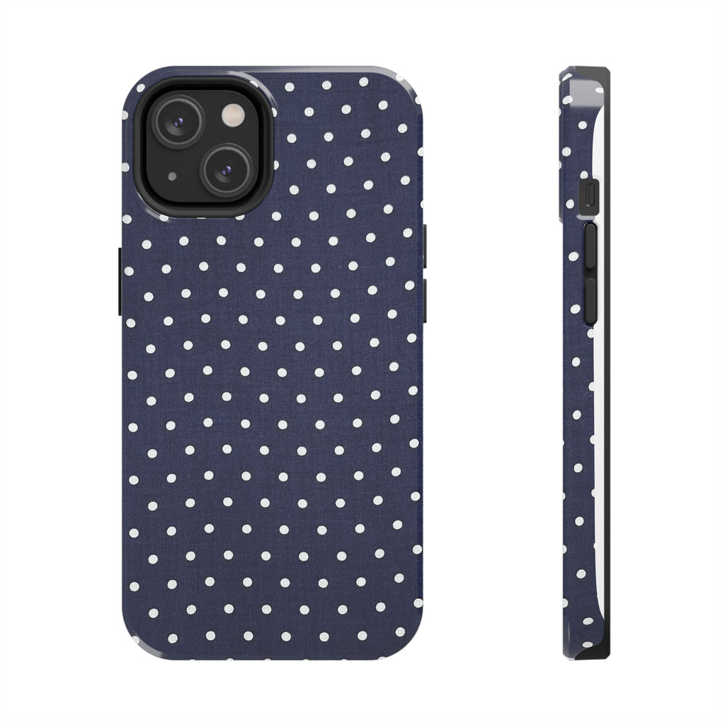 Navy Polka Dot Tough Phone Case