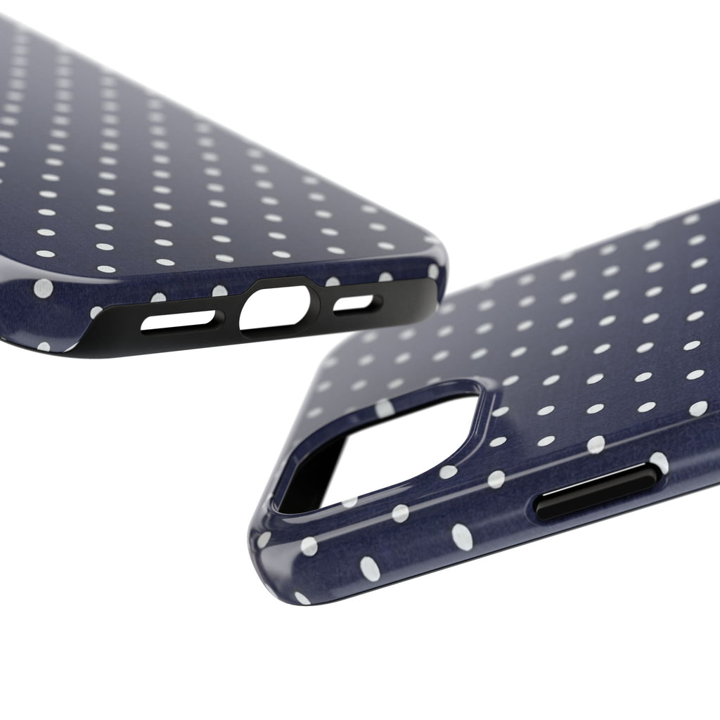 Navy Polka Dot Tough Phone Case