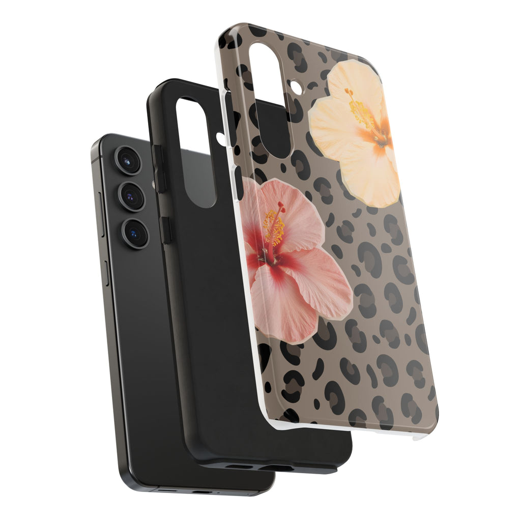 Tropical Hibiscus Leopard Phone Case | Floral Animal Print Phone Case