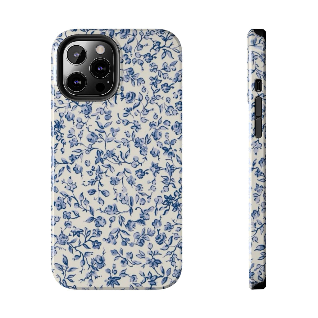 Blue Floral Tough Phone Case