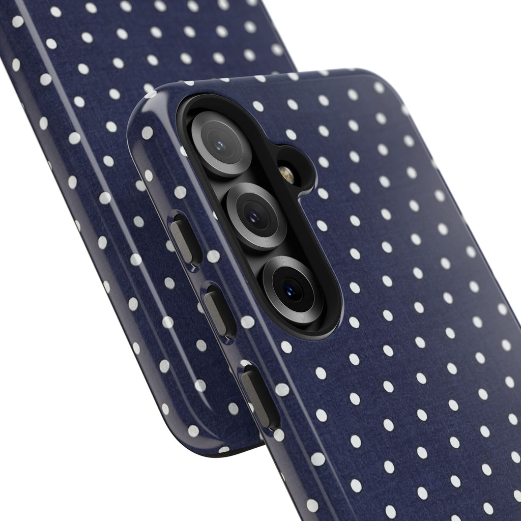 Navy Polka Dot Tough Phone Case