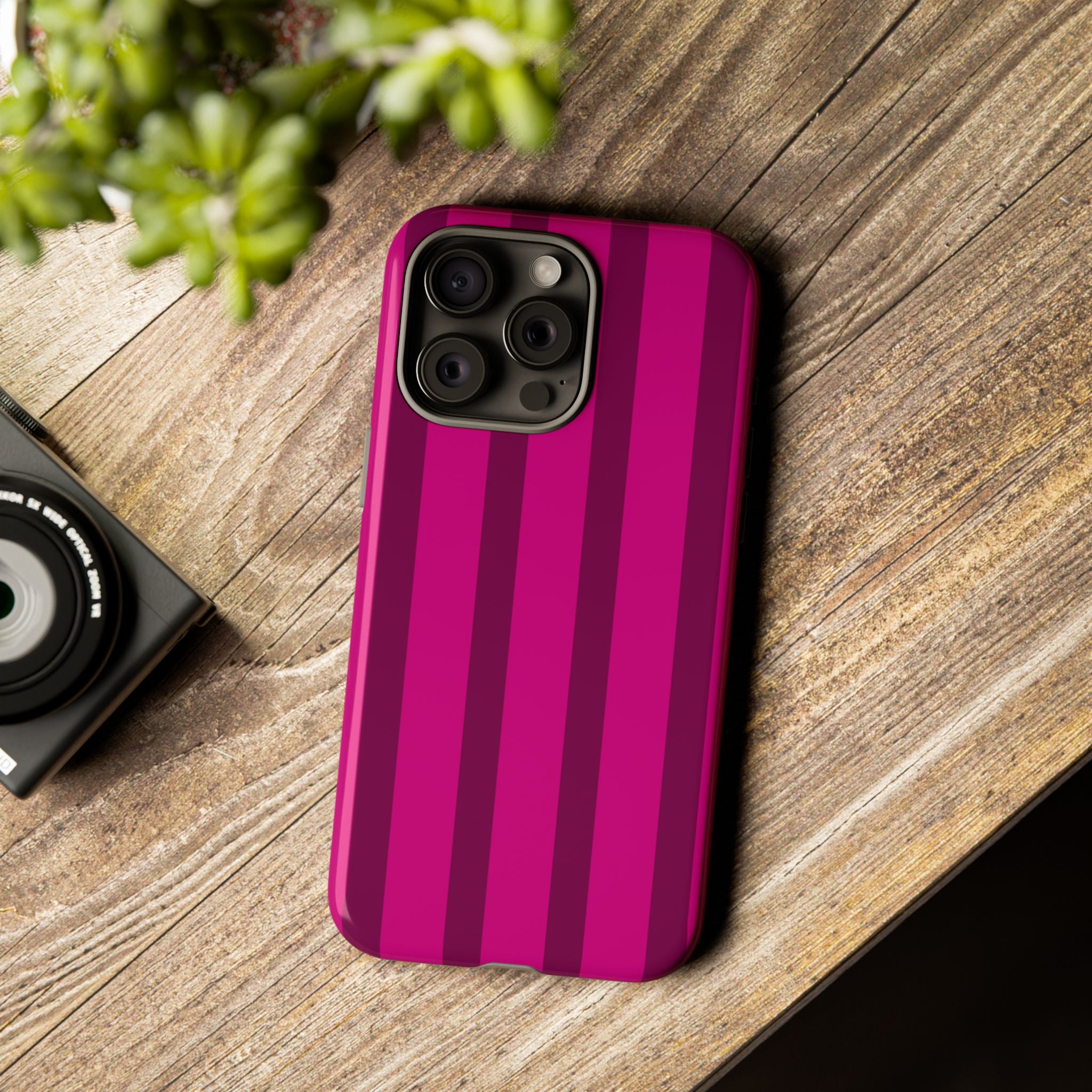 Hot Pink Striped Phone Case