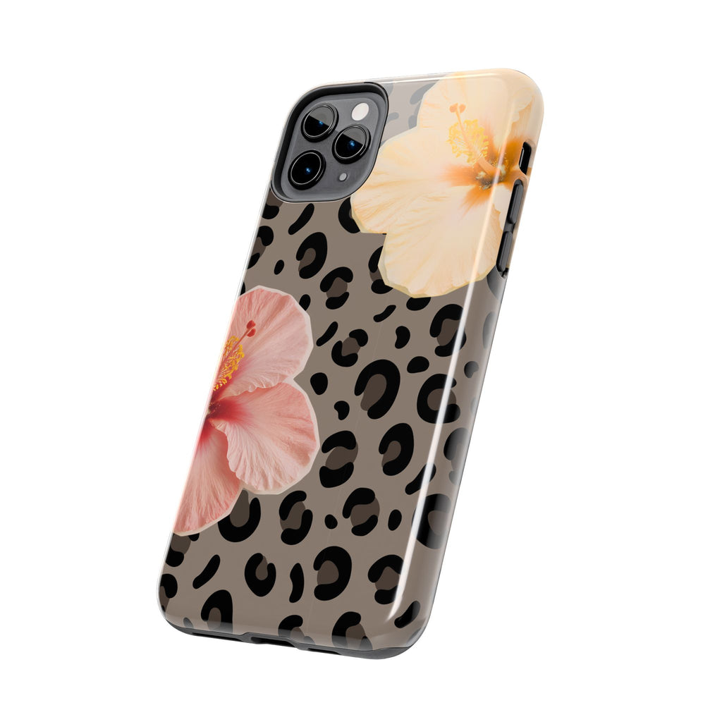 Tropical Hibiscus Leopard Phone Case | Floral Animal Print Phone Case