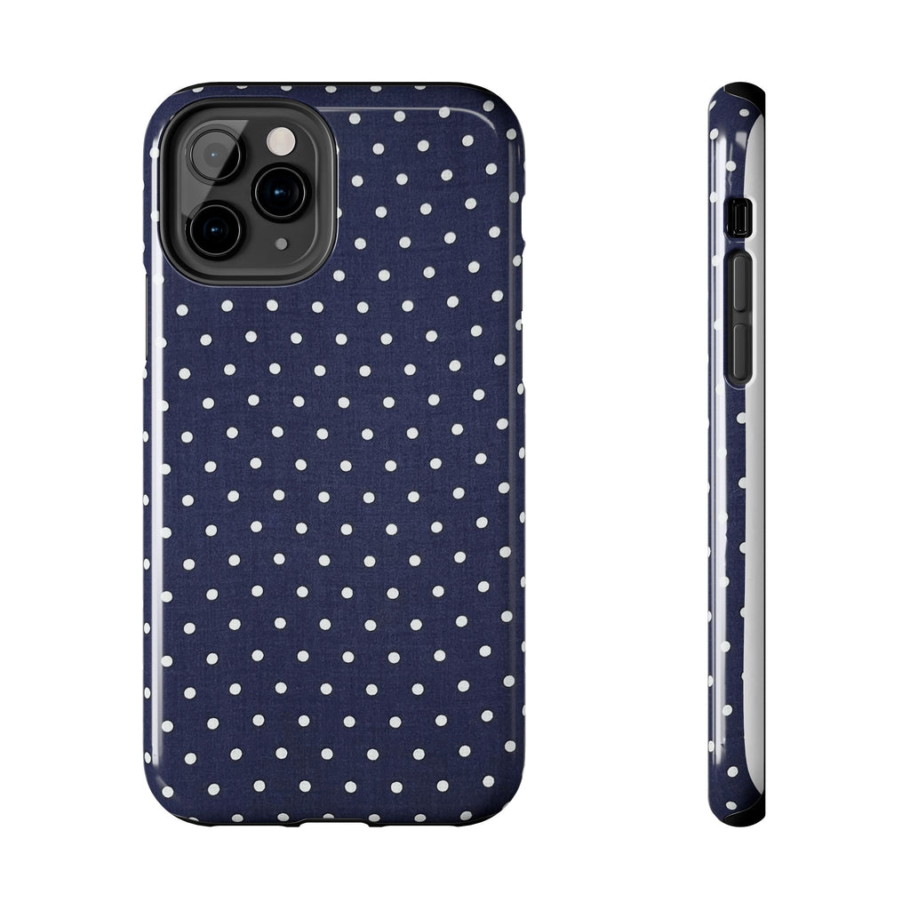 Navy Polka Dot Tough Phone Case
