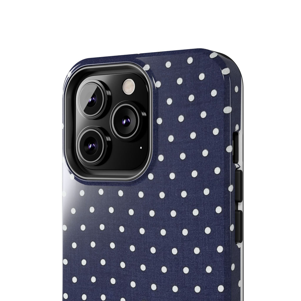 Navy Polka Dot Tough Phone Case