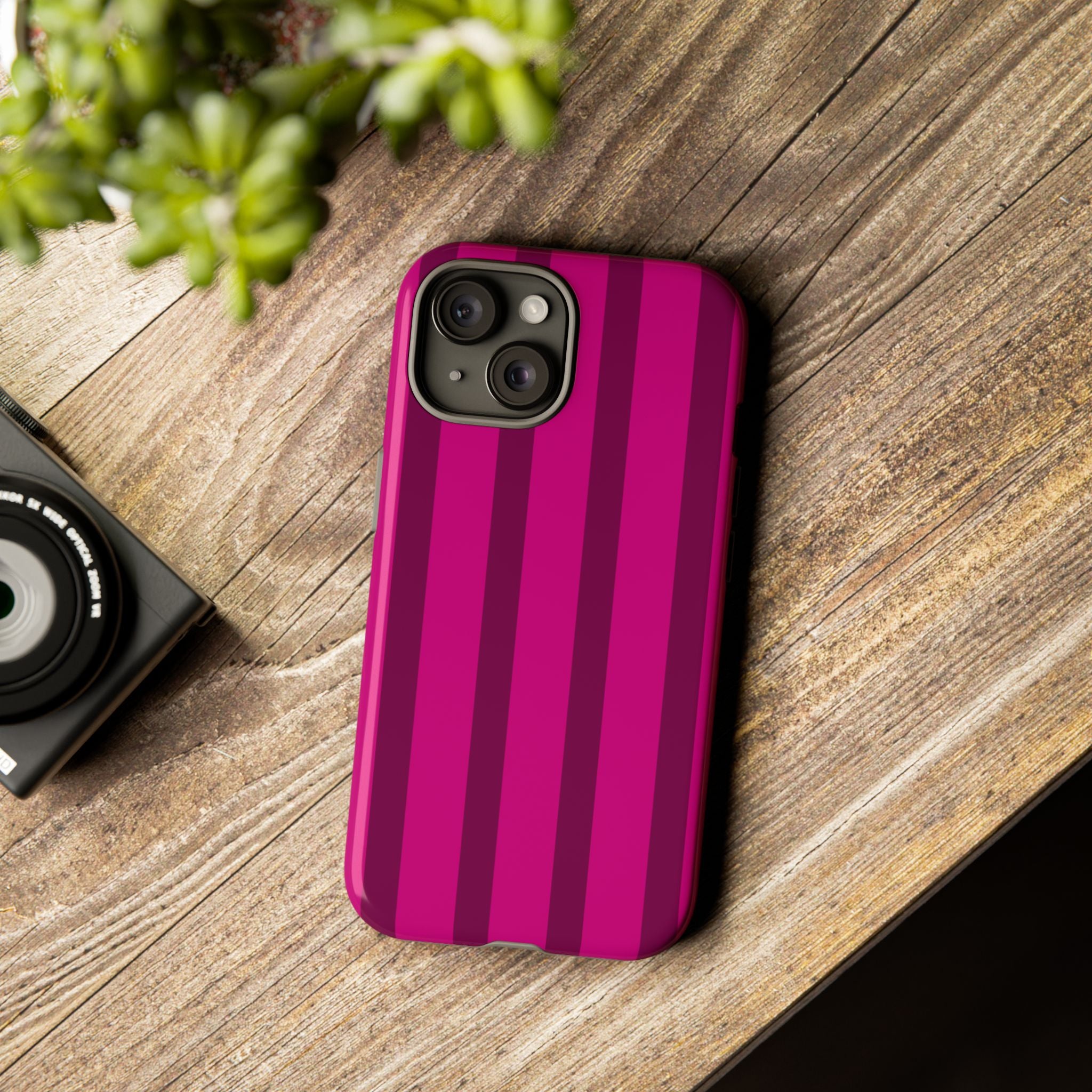 Hot Pink Striped Phone Case