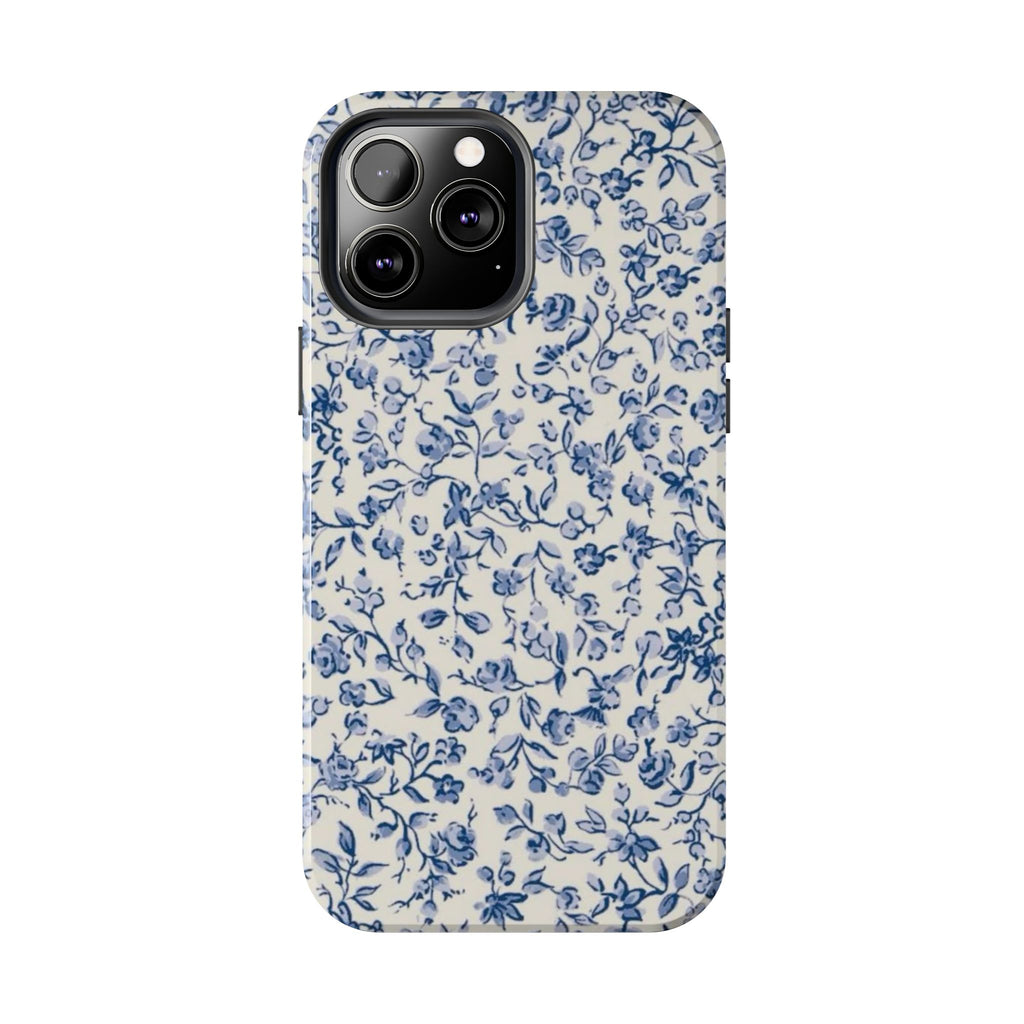 Blue Floral Tough Phone Case