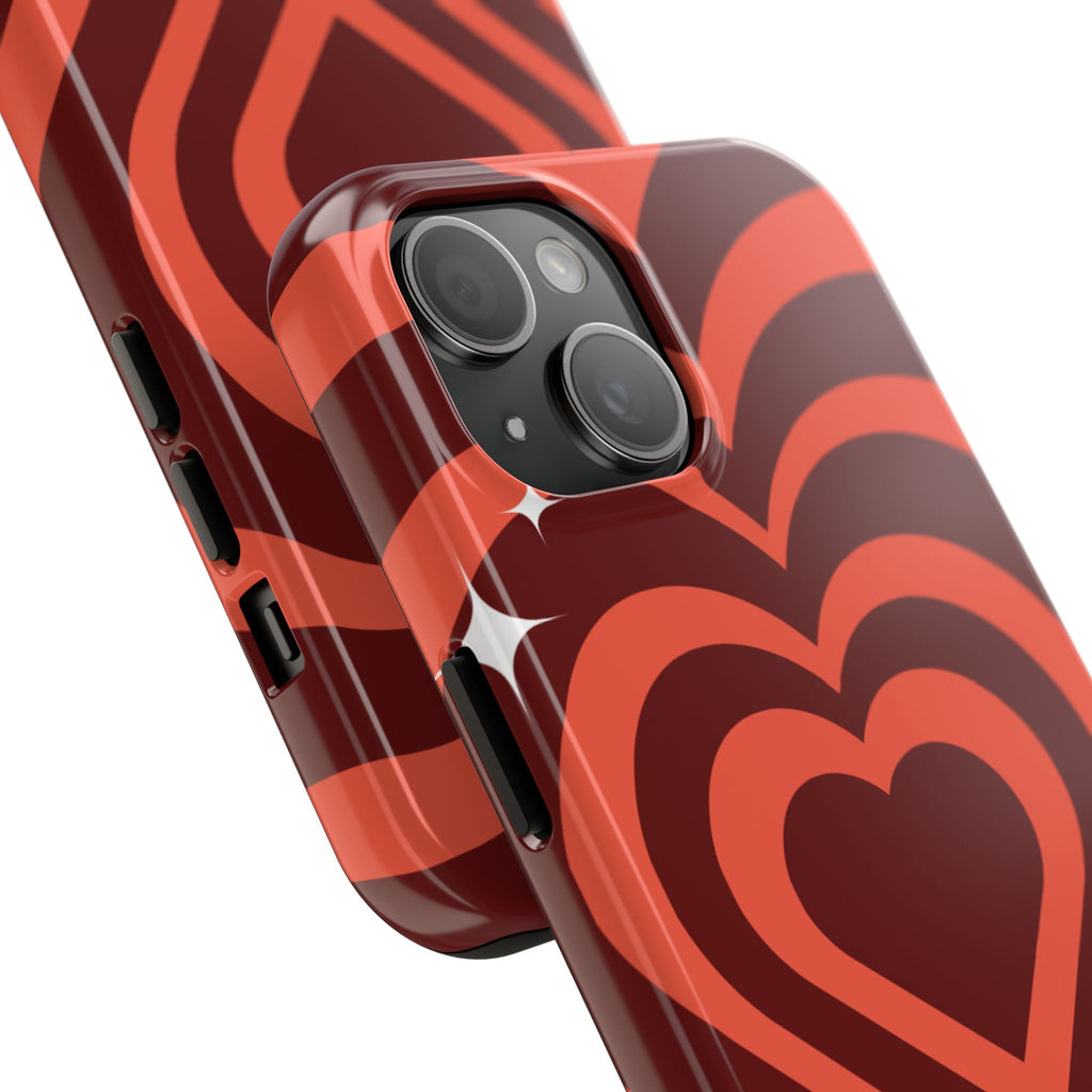 Retro Red Heart Pattern Phone Case