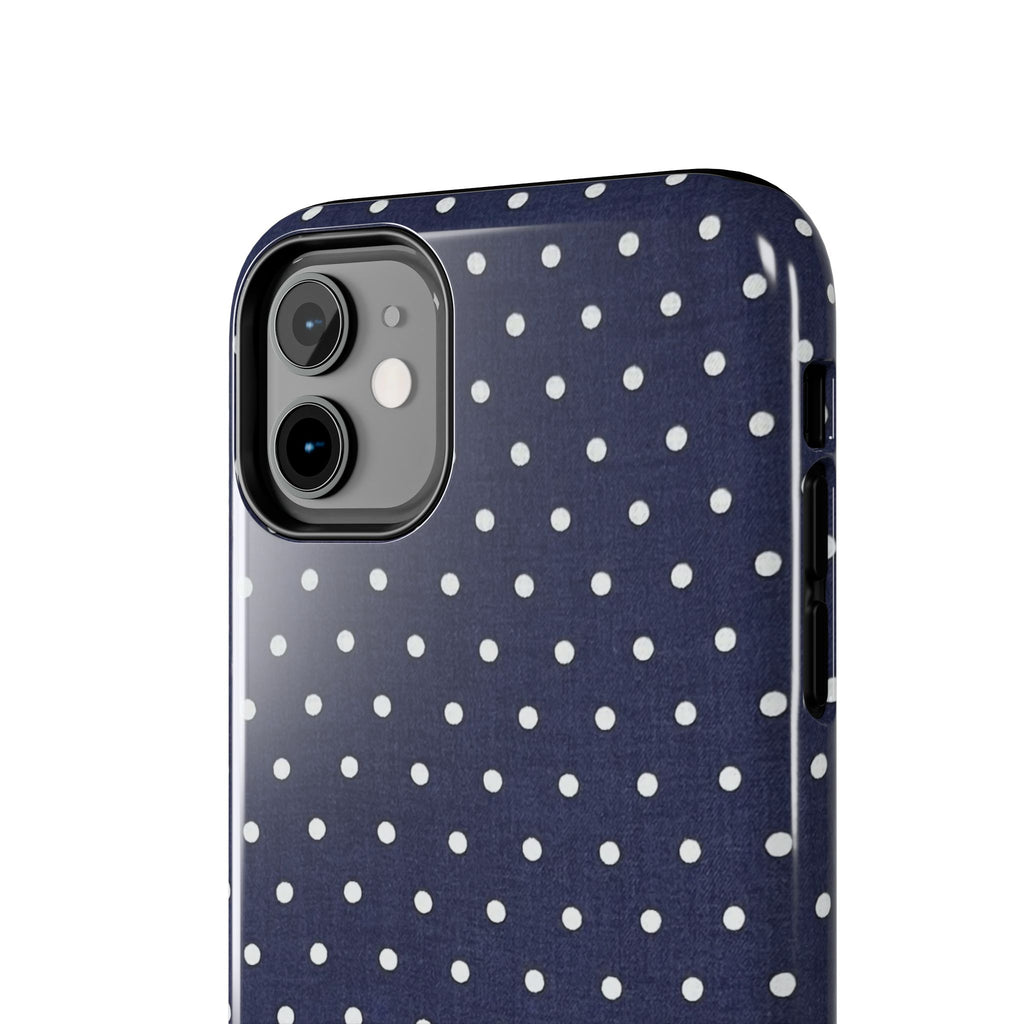 Navy Polka Dot Tough Phone Case