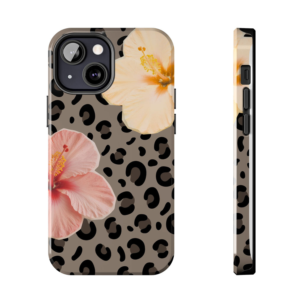 Tropical Hibiscus Leopard Phone Case | Floral Animal Print Phone Case