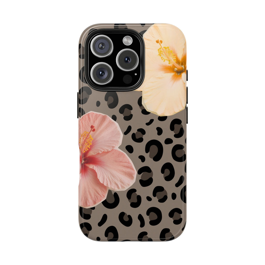 Tropical Hibiscus Leopard Phone Case | Floral Animal Print Phone Case